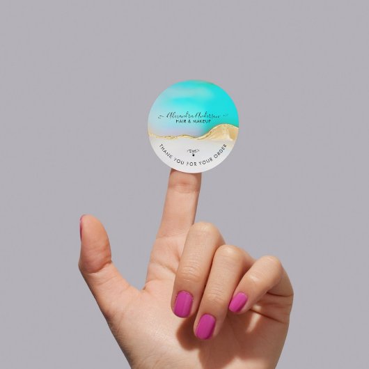 Sticker Rond Luxe Blue White Gold Agate Merci d'affaires