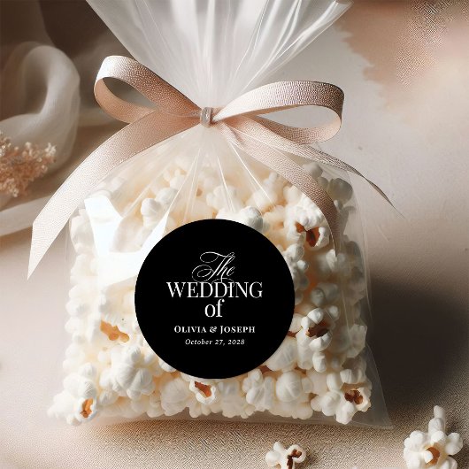Sticker Rond Luxe classique | Élégant Mariage noir