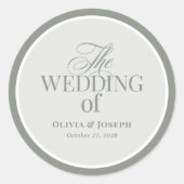 Sticker Rond Luxe classique | Élégant Mariage vert Sage (Devant)