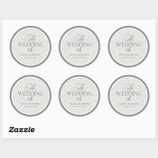 Sticker Rond Luxe classique | Élégant Mariage vert Sage (Feuille)