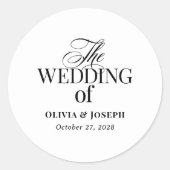 Sticker Rond Luxe classique | Mariage noir et blanc simple (Devant)