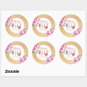 Sticker Rond Luxe Custom 60e anniversaire Peonies Parties scint (Feuille)
