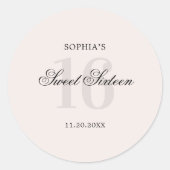 Sticker Rond Luxe Elegant Rose Sweet 16 (Devant)