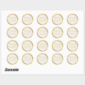Sticker Rond Luxe Gold Edge Ecru Merci Noms Mariage Date (Feuille)