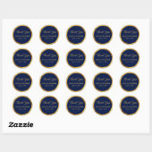 Sticker Rond Luxe Gold Edge Navy Blue Merci Noms Date (Feuille)
