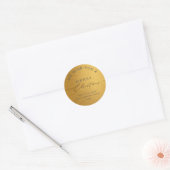Sticker Rond Luxe Gold Foil Chic Calligraphie Joyeux Noël (Enveloppe)