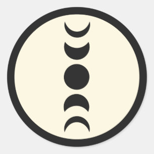 Sticker Rond Luxe Lunaire Mariage Phase de Lune Noir & Crème 