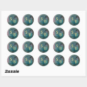 Sticker Rond Luxe Marble Enk Laver Joyaux Tons avec Monogramme (Feuille)