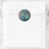 Sticker Rond Luxe Marble Enk Laver Joyaux Tons avec Monogramme (Sac)