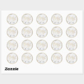 Sticker Rond Luxe marbre moderne faux or merci script (Feuille)