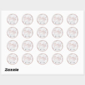 Sticker Rond Luxe marbre moderne faux rose or merci script (Feuille)