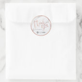 Sticker Rond Luxe marbre moderne faux rose or merci script (Sac)