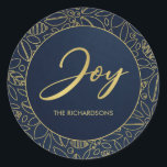 STICKER ROND LUXE NAVY GOLD HOLLY BERRIES CHRISTMAS JOY<br><div class="desc">UNIQUE,  MODERNE,  CONTEMPORAINE,  TENDANCE,  MINIMAL,  BOLD,  BRIGHT,  AMUSANT,  CHÈRE gamme de produits et collections coordonnées. J'espère que vous apprécierez...  Pour toute autre personnalisation ou tout autre élément correspondant,  n'hésitez pas à me contacter à l'adresse yellowfebstudio@gmail.com</div>