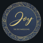 STICKER ROND LUXE NAVY GOLD HOLLY BERRIES CHRISTMAS JOY<br><div class="desc">UNIQUE,  MODERNE,  CONTEMPORAINE,  TENDANCE,  MINIMAL,  BOLD,  BRIGHT,  AMUSANT,  CHÈRE gamme de produits et collections coordonnées. J'espère que vous apprécierez...  Pour toute autre personnalisation ou tout autre élément correspondant,  n'hésitez pas à me contacter à l'adresse yellowfebstudio@gmail.com</div>