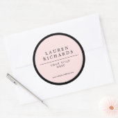 Sticker Rond Luxe professionnel noir et rose (Enveloppe)