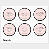 Sticker Rond Luxe professionnel noir et rose (Feuille)