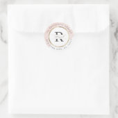 Sticker Rond Luxe rose blush or monogramme adresse de retour (Sac)