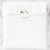 Sticker Rond Luxe Rose Fleurs Blanches Or Quinceañera (Sac)