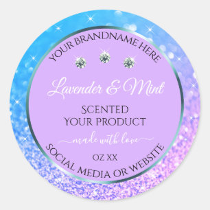 Sticker Rond Luxe Turquoise Parties scintillant violet Produit
