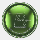 Sticker Rond Luxe Vert métal diamant Merci d'affaires (Devant)