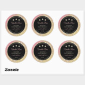 Sticker Rond Luxueux Black Pink Gold Parties scintillant Étique (Feuille)