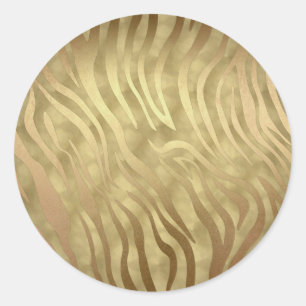 Sticker Rond Luxueux Luxe Or Zèbre Jungle Safari Glamour
