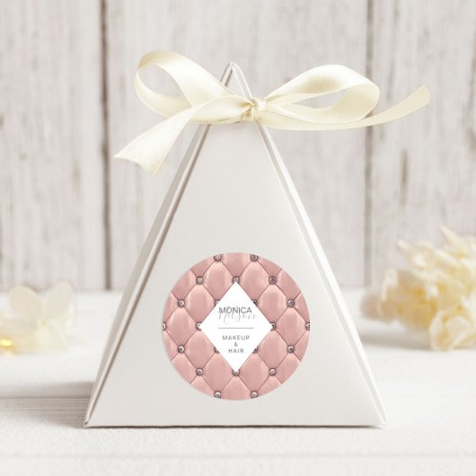 Sticker Rond Luxueux Monogramme doré Rose