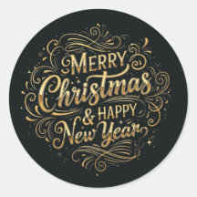 Luxueux noir et or Joyeux script de Noël