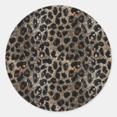 Sticker Rond Luxury Glitter Brown Black Gold Leopard Pattern (Devant)