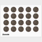 Sticker Rond Luxury Glitter Gold Brown Black Leopard Pattern (Feuille)