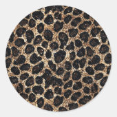 Sticker Rond Luxury Glitter Gold Brown Black Leopard Pattern (Devant)