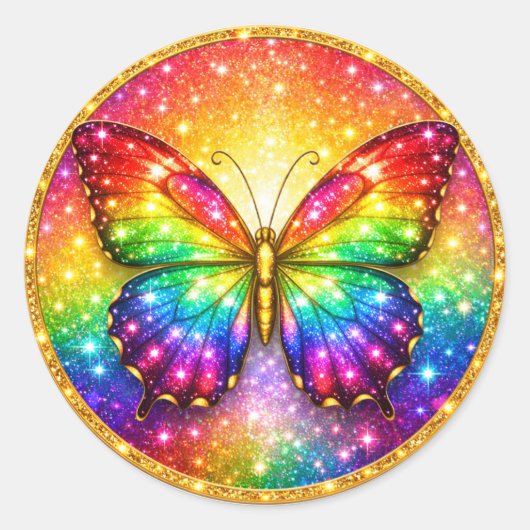 Sticker Rond Luxury Rainbow Butterfly Circle (Devant)