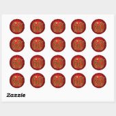 Sticker Rond Luxury Red Gold Ruby Gem Glam 60th Birthday  (Feuille)