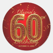 Sticker Rond Luxury Red Gold Ruby Gem Glam 60th Birthday  (Devant)