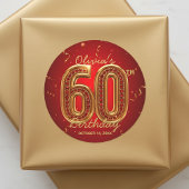 Sticker Rond Luxury Red Gold Ruby Gem Glam 60th Birthday