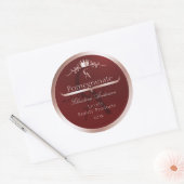 Sticker Rond Luxury Red Product Label Rose Gold Frame Monogram (Enveloppe)