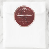 Sticker Rond Luxury Red Product Label Rose Gold Frame Monogram (Sac)