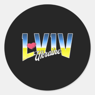 Sticker Rond Lviv Ukraine Drapeau Patriotique Fierté Nationale
