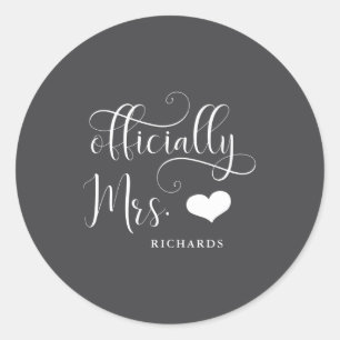 Sticker Rond Ly Mme Nouvelle Mariée Avec Cœur Sombre _1