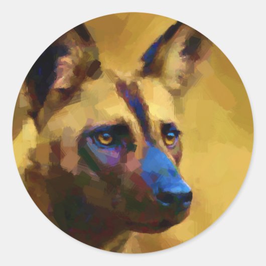 Sticker Rond Lycaon Pictus (Devant)