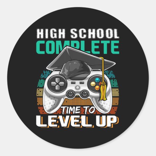 Sticker Rond Lycée Complet Vidéo Jeu Diplôme Supérieur (Devant)