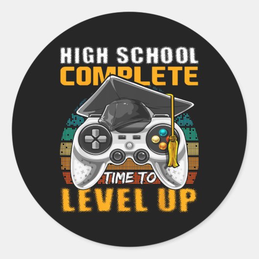Sticker Rond Lycée Complet Vidéo Jeu Diplôme Supérieur (Devant)
