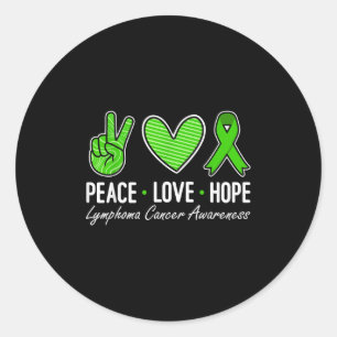 Sticker Rond Lymphome Cancer Sensibilisation Ruban vert Peace L