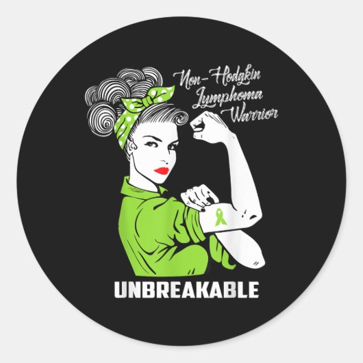 Sticker Rond Lymphome guerrier non-hodgkiné Conscience indestru (Devant)