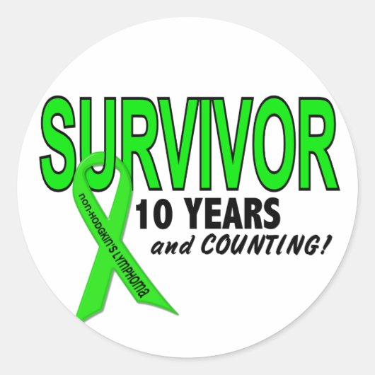 Sticker Rond Lymphome non hodgkins Survivant de 10 ans (Devant)