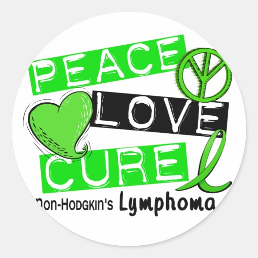 Sticker Rond Lymphome Sensibilisation non Hodgkin's PEACE LOVE (Devant)