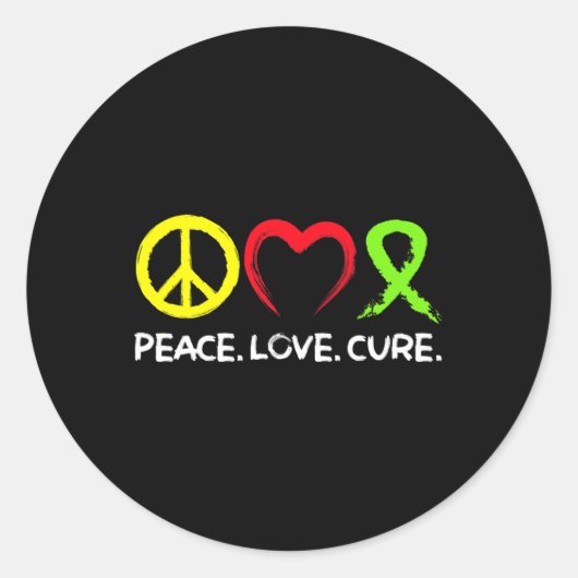 Sticker Rond Lymphome Sensibilisation Paix Amour Cure (Devant)