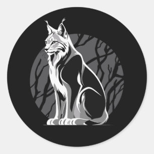 Sticker Rond Lynx noir et blanc