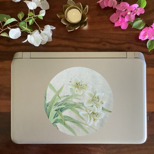 Sticker Rond Lys blancs