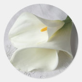 Sticker Rond Lys calla blanc sur lin (Devant)